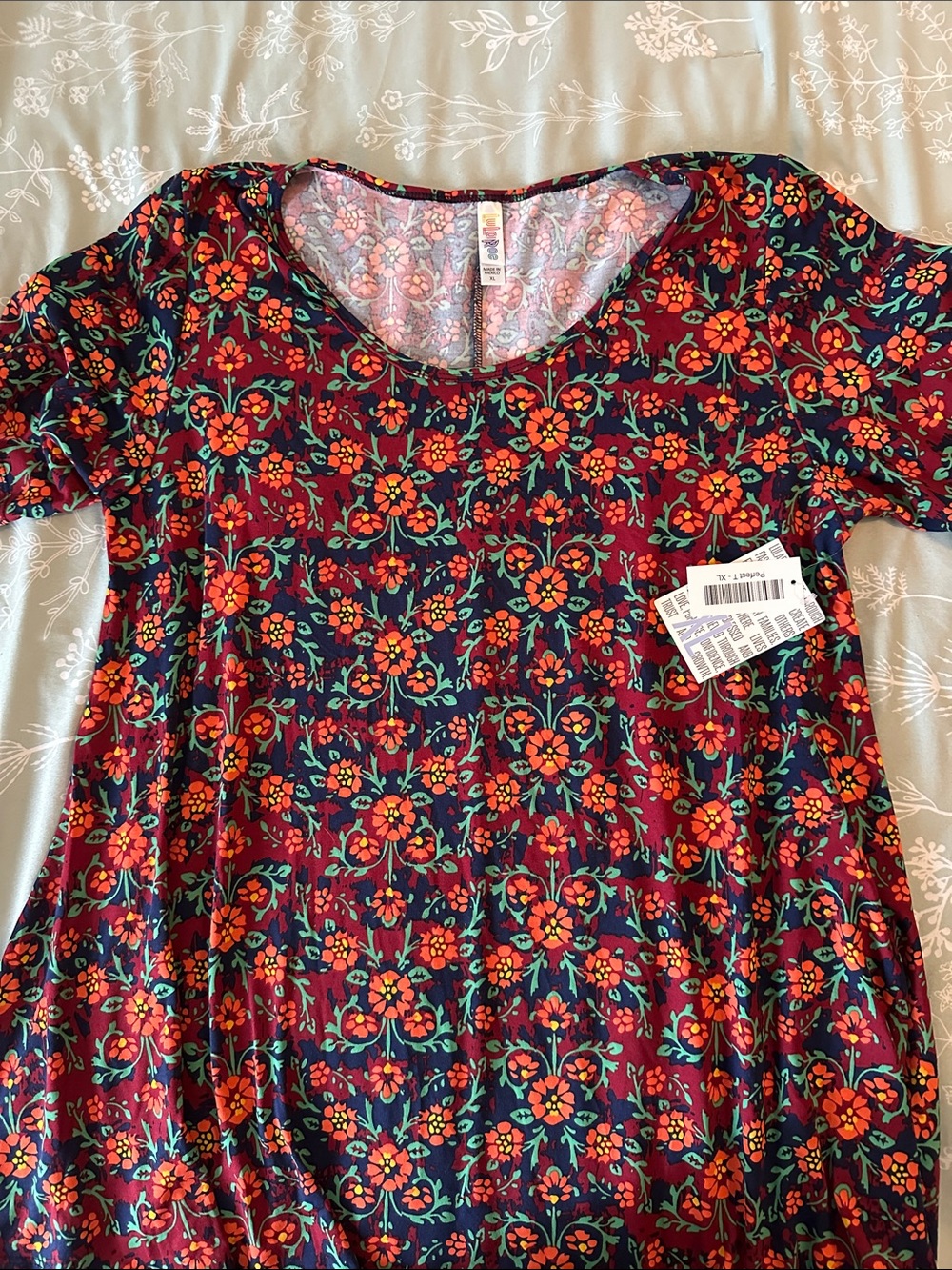 LuLaRoe Short Sleeve Floral Tee - Red, Green, Navy